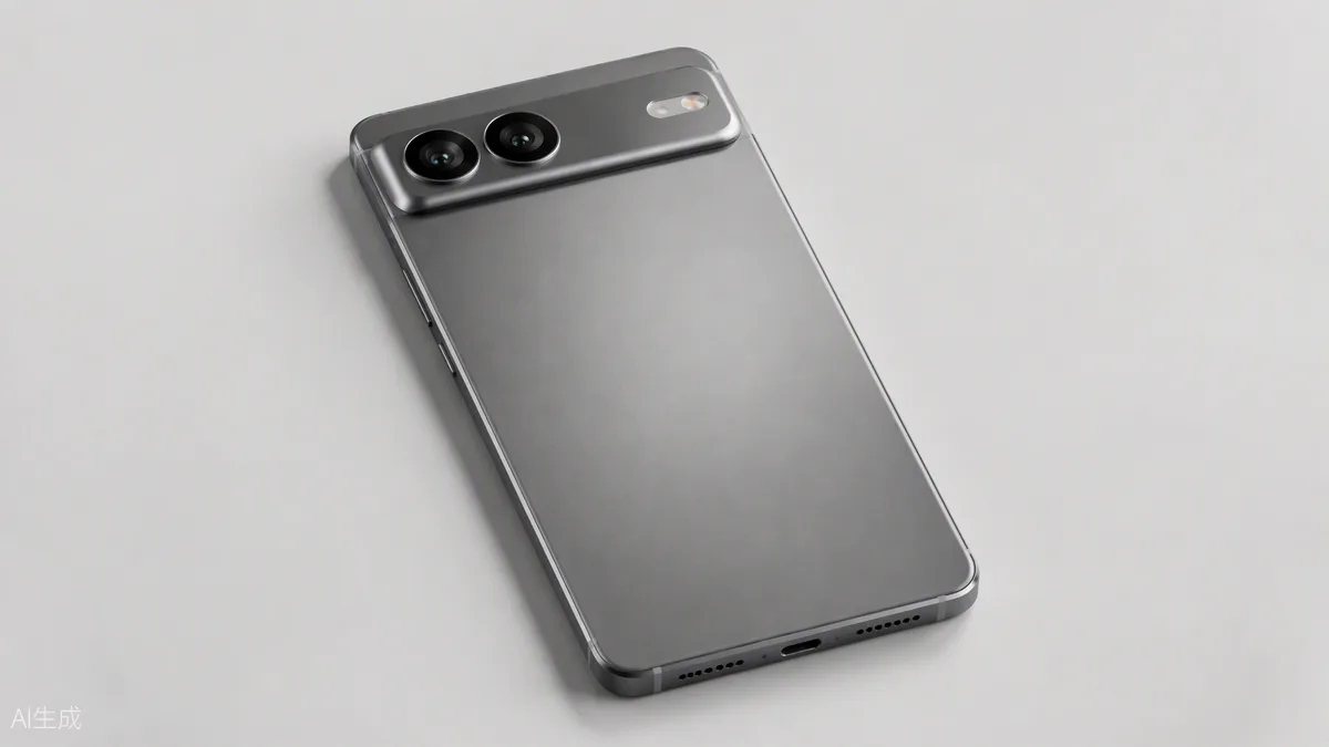 Rendu d’un smartphone haut de gamme avec un plateau photo horizontal occupant toute la largeur du dos