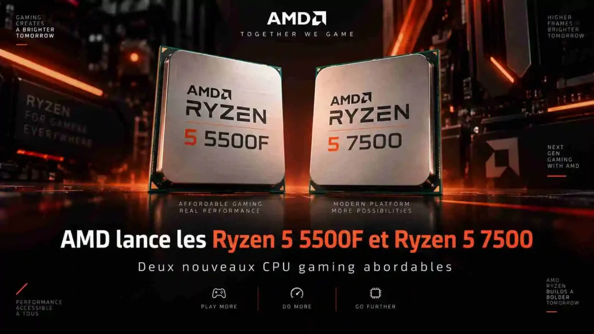 AMD lance les Ryzen 5 5500F et Ryzen 5 7500 : deux nouveaux CPU gaming abordables
